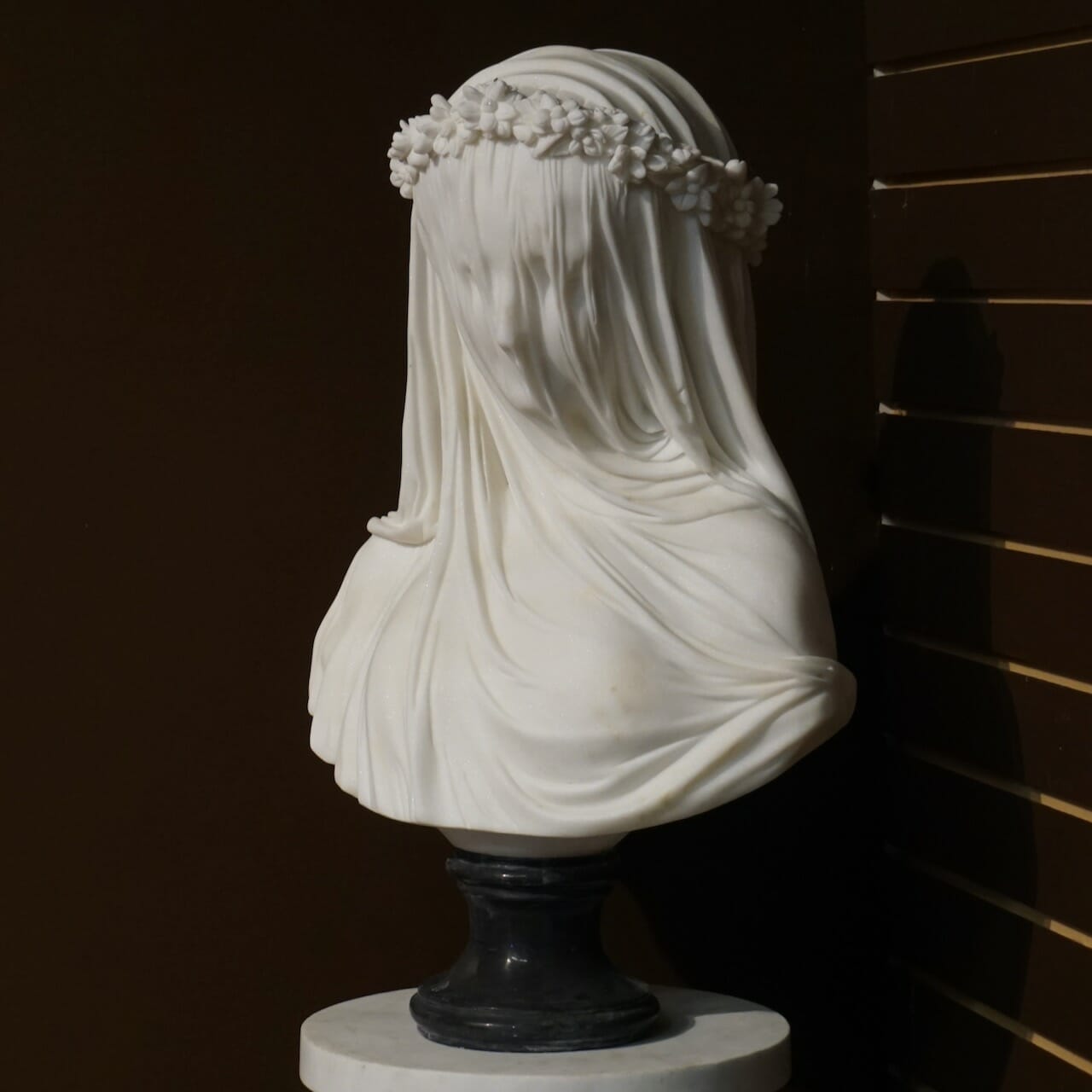 Solid White Marble Veiled Bride Bust Model sculpture